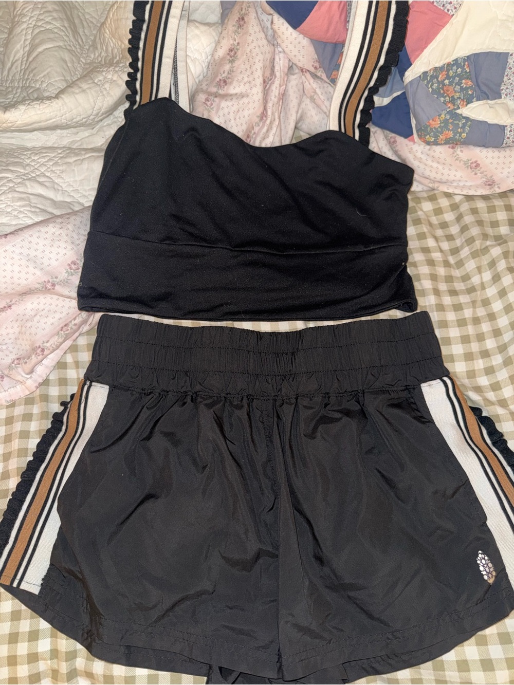 Free People movement set Black Women's Athletic Shorts with Side Stripe